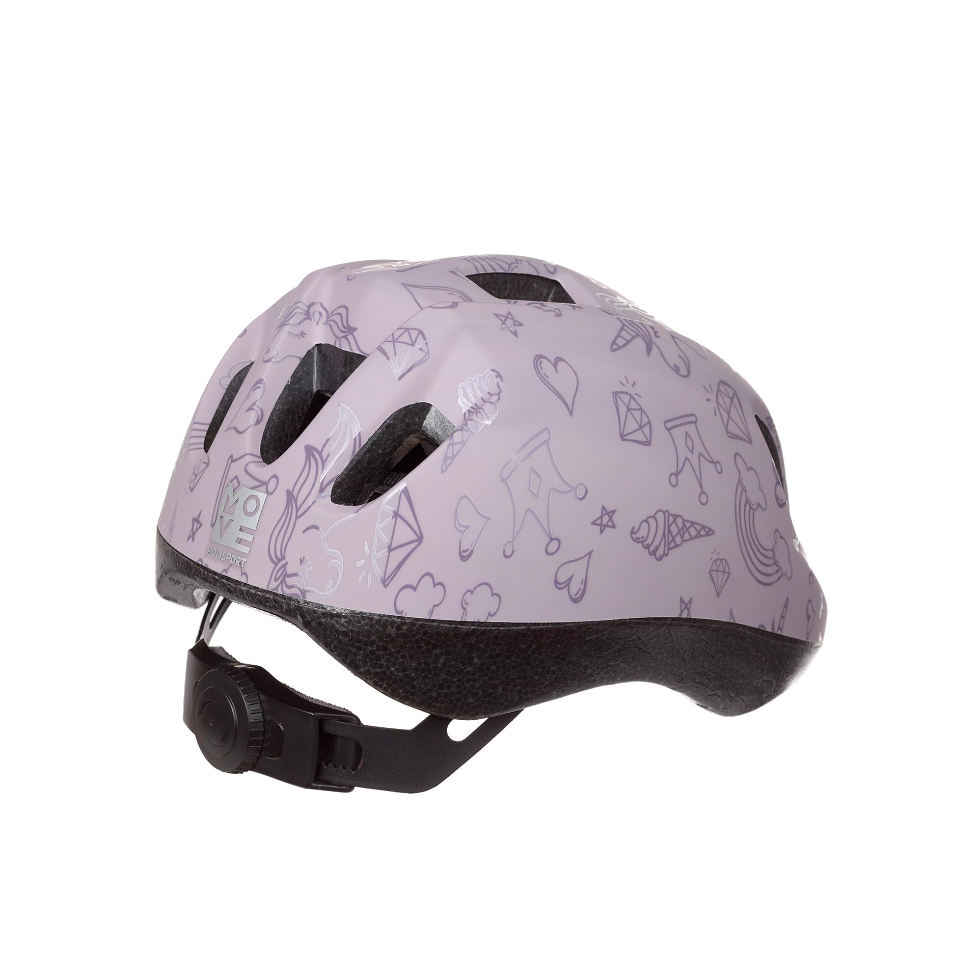 POLISPORT 8740300051 - Kask rowerowy XS Kids Fantasy dla dzieci z regulacją (46-53cm) z certyfikatem CE do jazdy na rowerze na deskorolce w kolorze Białym