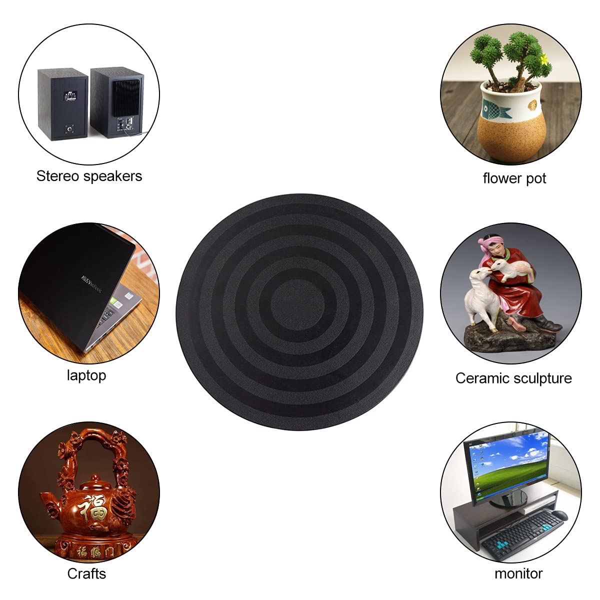 2 Plateaux Tournants 15 Cm – Rotation 360° Fluide – Charge Max 15 Kg – Pour Plantes, écrans, Décorations – Transparent