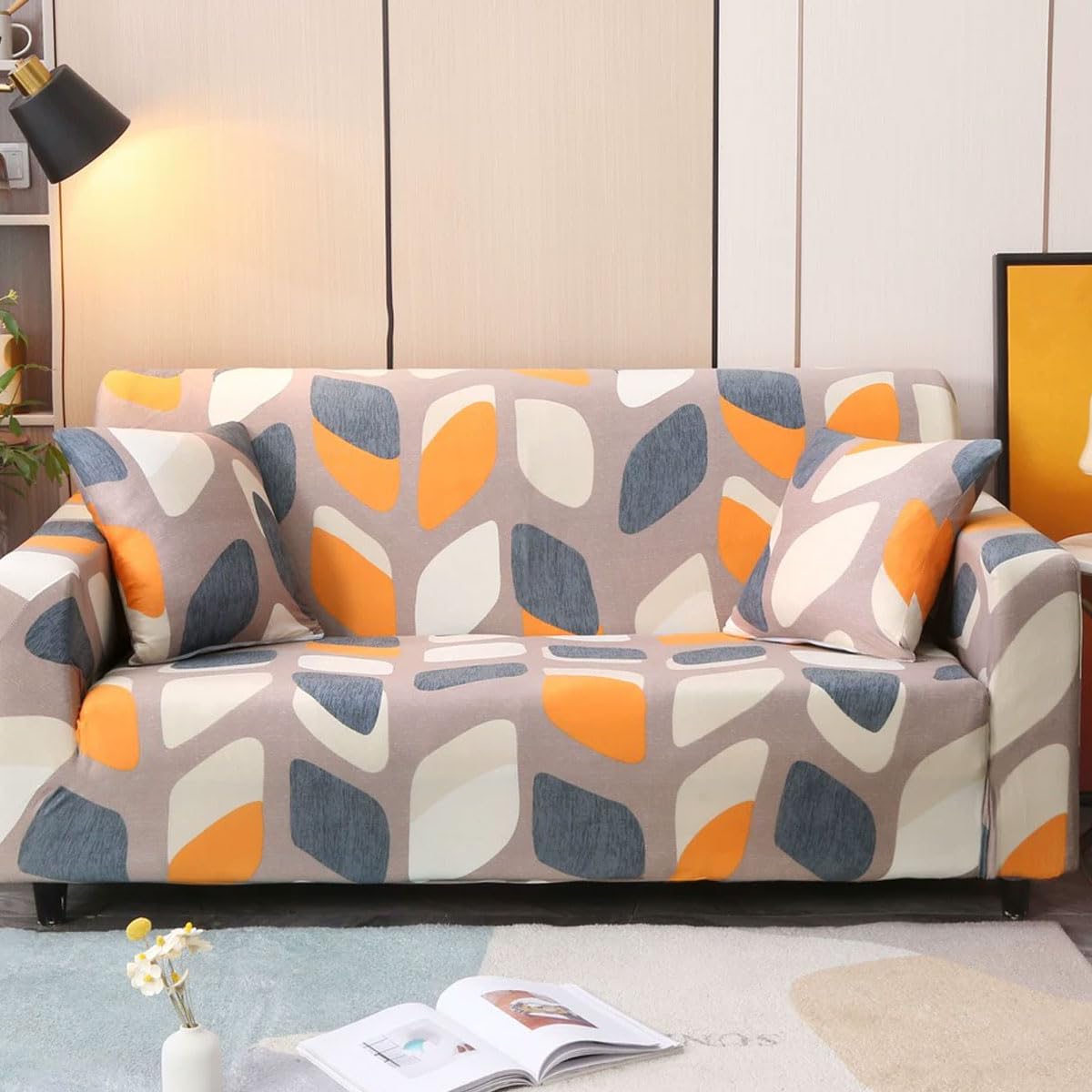 Snqzo J Sofa Cover 1/2/3/4 Seater High Stretch Sofa Covers Super Soft Sofa Slipcover Printed Pattern Sofa Covers All-Inclusive Sofa Slipcover Non Slip Sofa Cover Washa(Size:2 Seater(145-185Cm),Color:j)