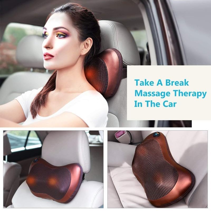 Image of Body Massager Pillow With 8 Kneading Ball, Full Body Pain Relief, Shoulder, Legs, Neck & Back Pain Relief with Shaitsu Infrared Heat Therapy, Deep Tissue Electric Massager for Car & Home- Office