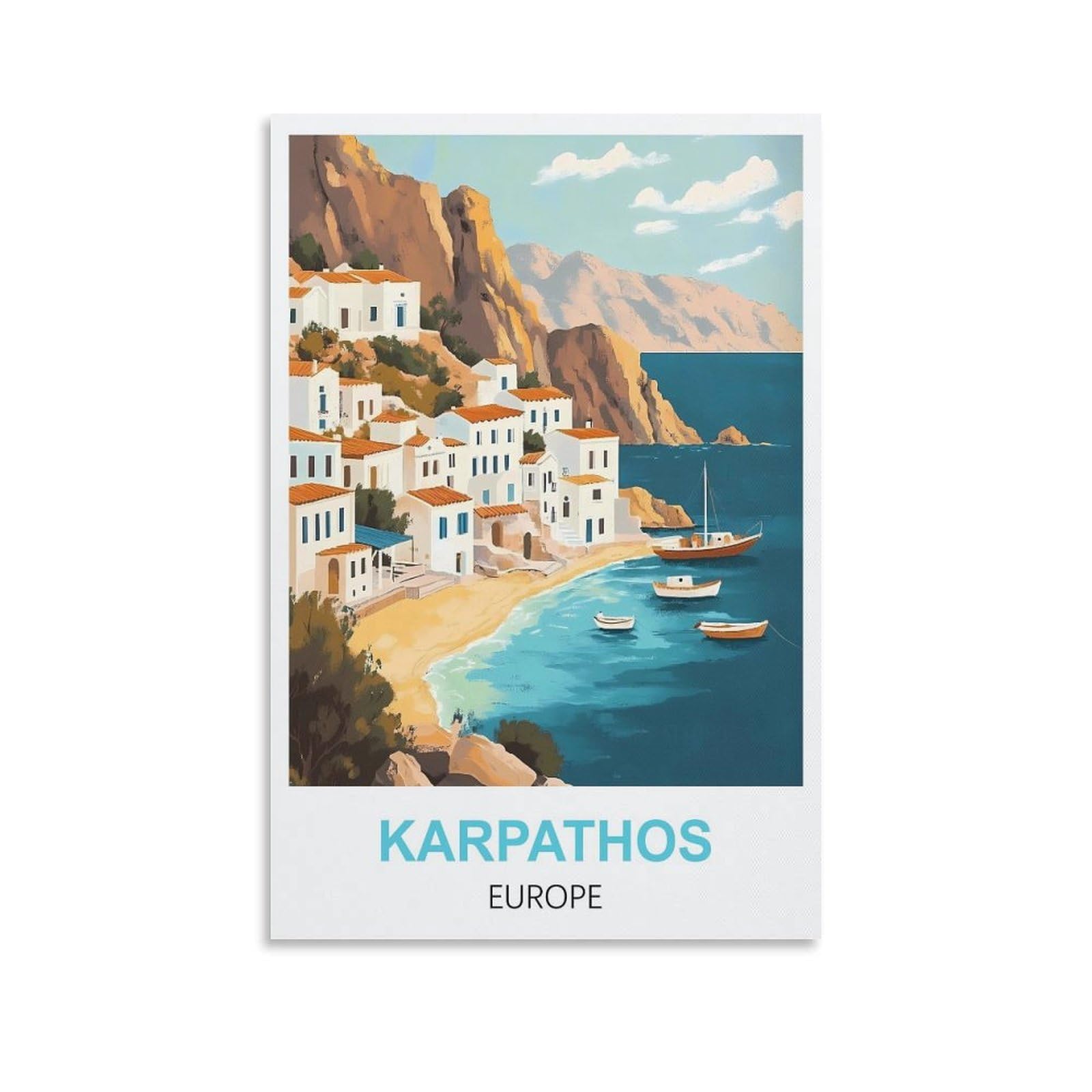 EZMLFA 5D Diamond Painting Kits for Adults,Karpathos Europe,DIY Full Round Drill Diamond Dot Gem Art Kits for Adults,Crafts for Decor 40x40cm