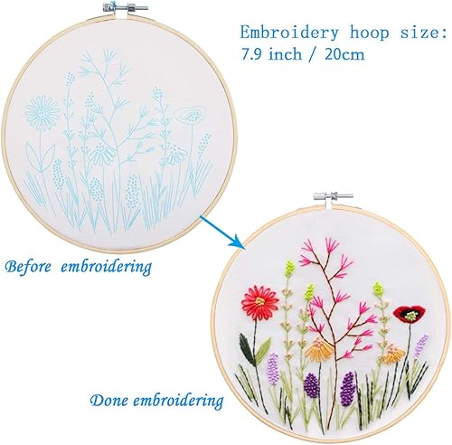 Miniatura 3 de Kissbuty - Juego de bordado para principiantes (paquete de 3), juego de bordado con estampados de gama completa, incluye paño de bordado con patrón,