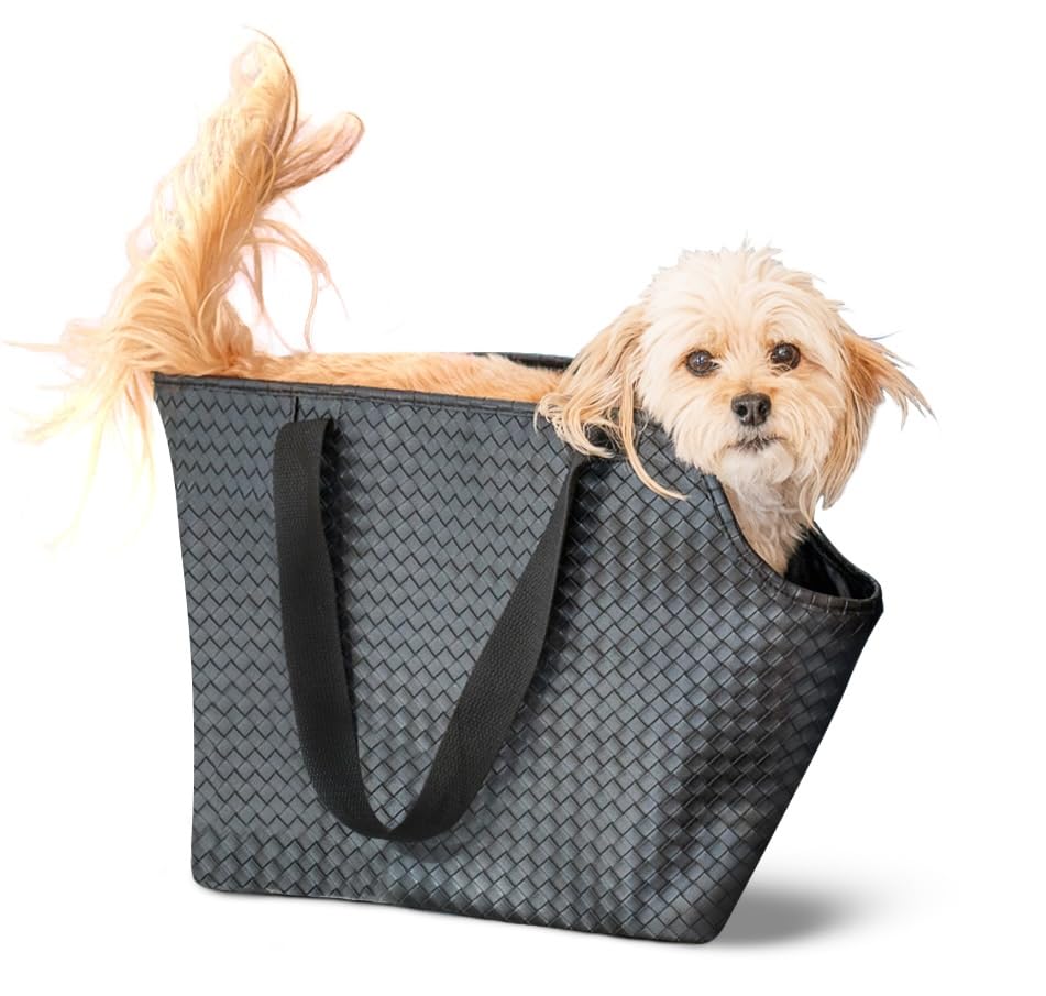 NoblePup Faux Leather Dog Carrier for Small Dogs, Water-Resistant Designer Dog Purse with Safety Harness, Fashion Pet Carrier for Dogs 5-15 lbs,