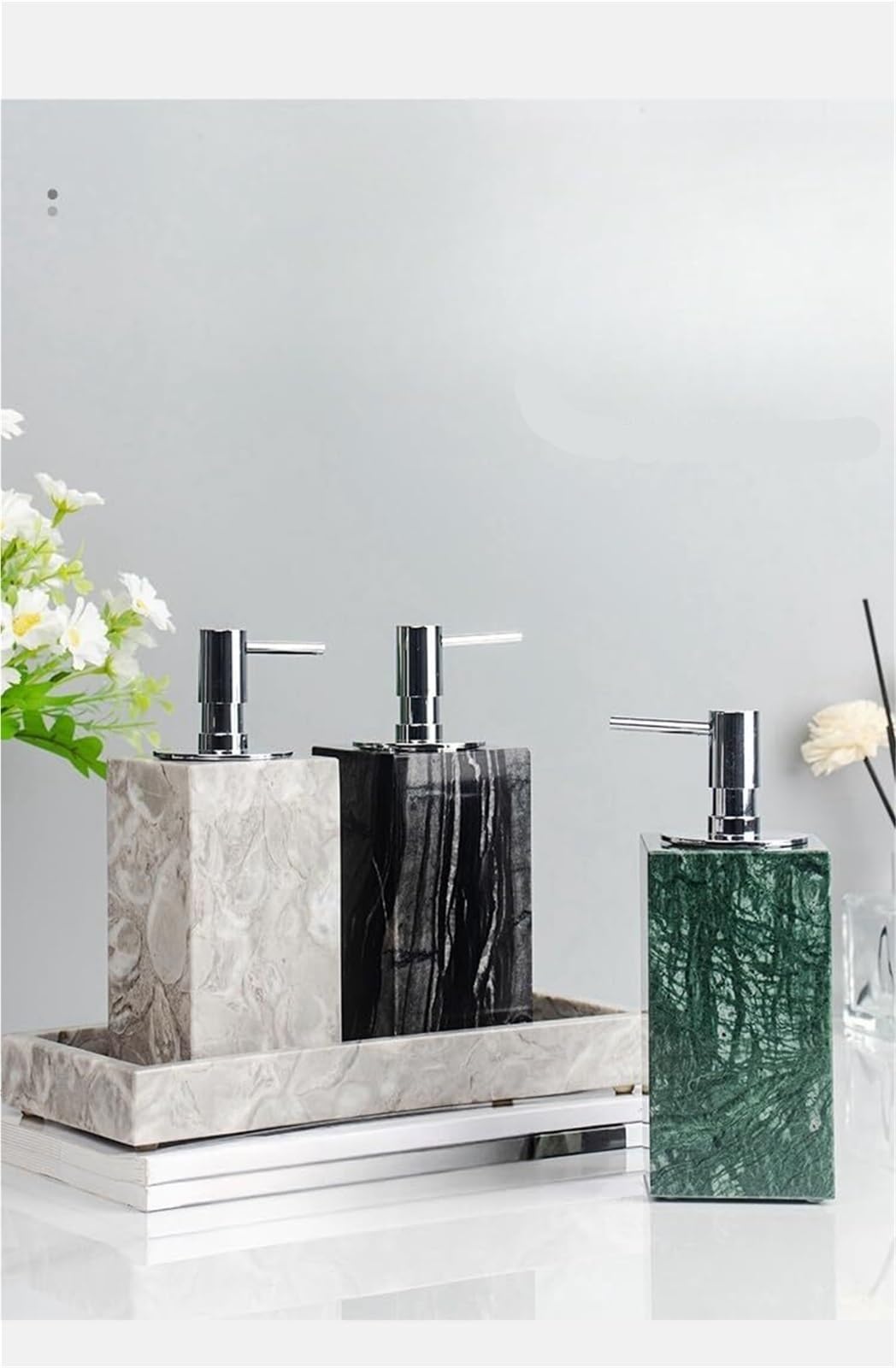 Pompa Soap Dispenser Natural Marble Hand-Polished Pump Bottle Modern Rustic Kitchen Liquid Accessori indispensabili per il bagno(A)