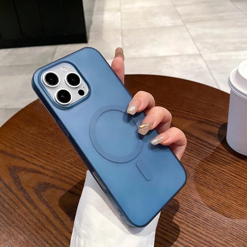 Image of COVERLY Hard Back Case Cover Compatible for iPhone 12 Pro | Ultra-Thin Matte | Magnetic Mag-Safe| Wireless Charging Clear Case |Camera Protection (PC | Navy Blue)