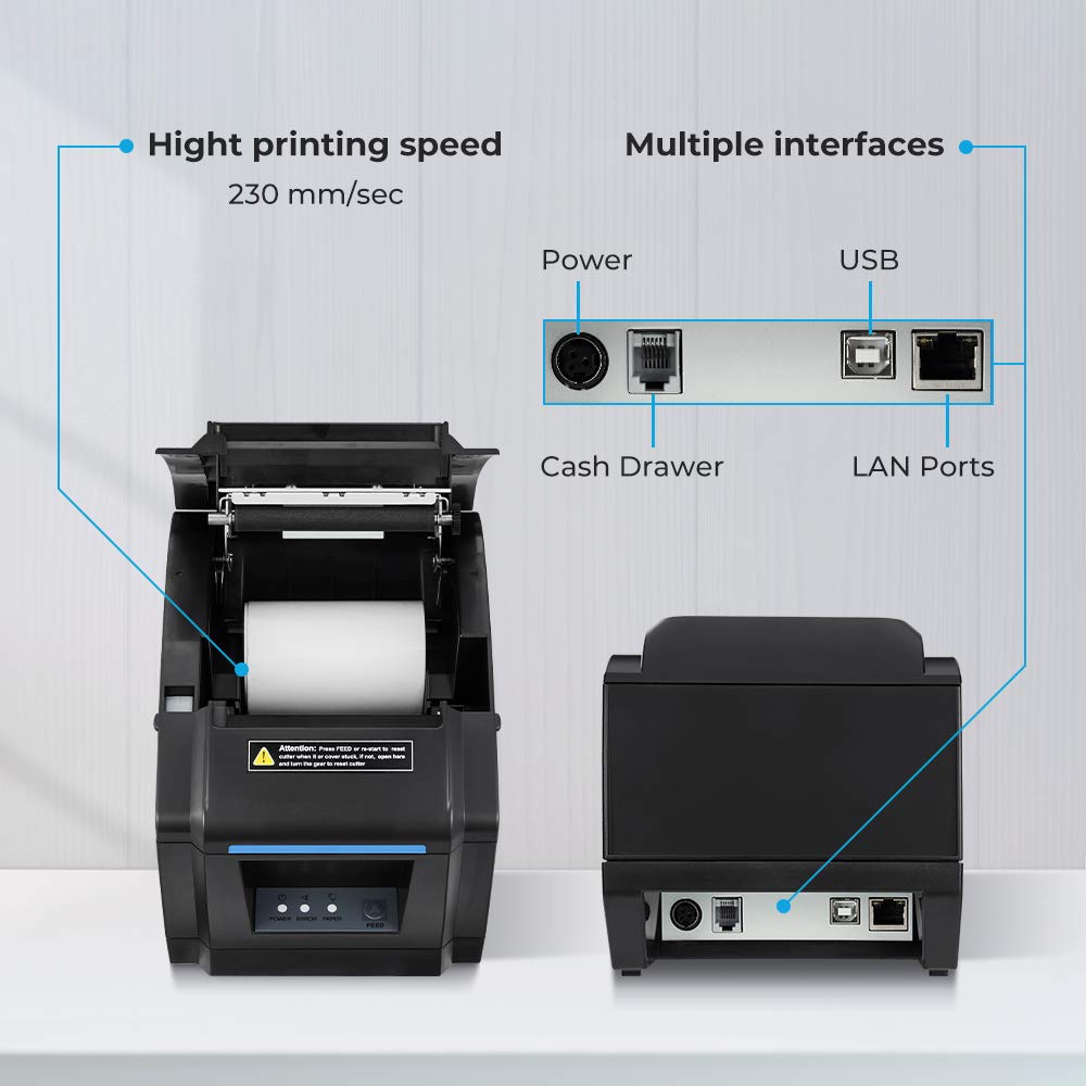 Thermal Receipt Printer, LOSRECAL Restaurant Kitchen Printer of Sound