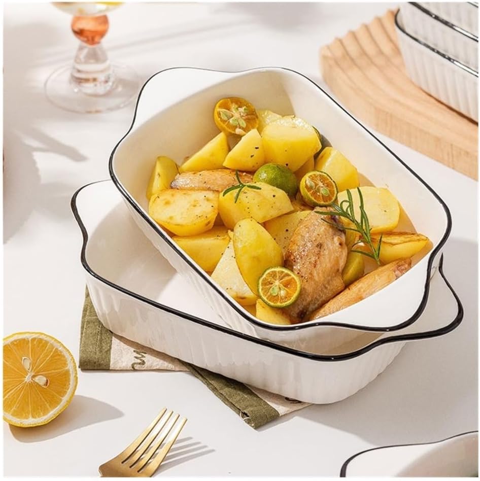 Casserole Dish Scandinavian Creative Baking Plate Household Ceramic Rectangular Salad Bowl Kitchen Tableware