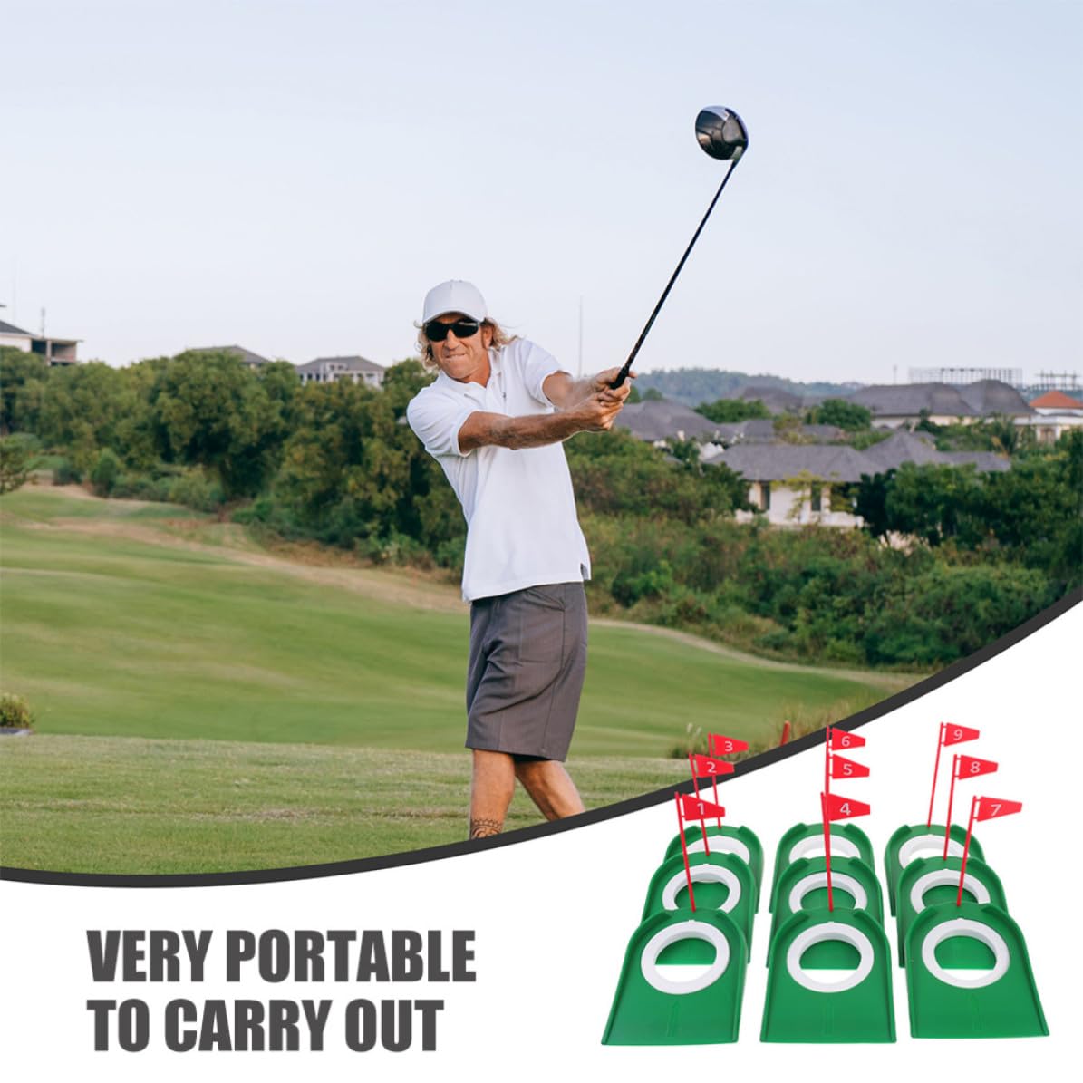 9 Pezzi Tazza di Pratica Golf Numerata, Set, Coppa ABS Verde