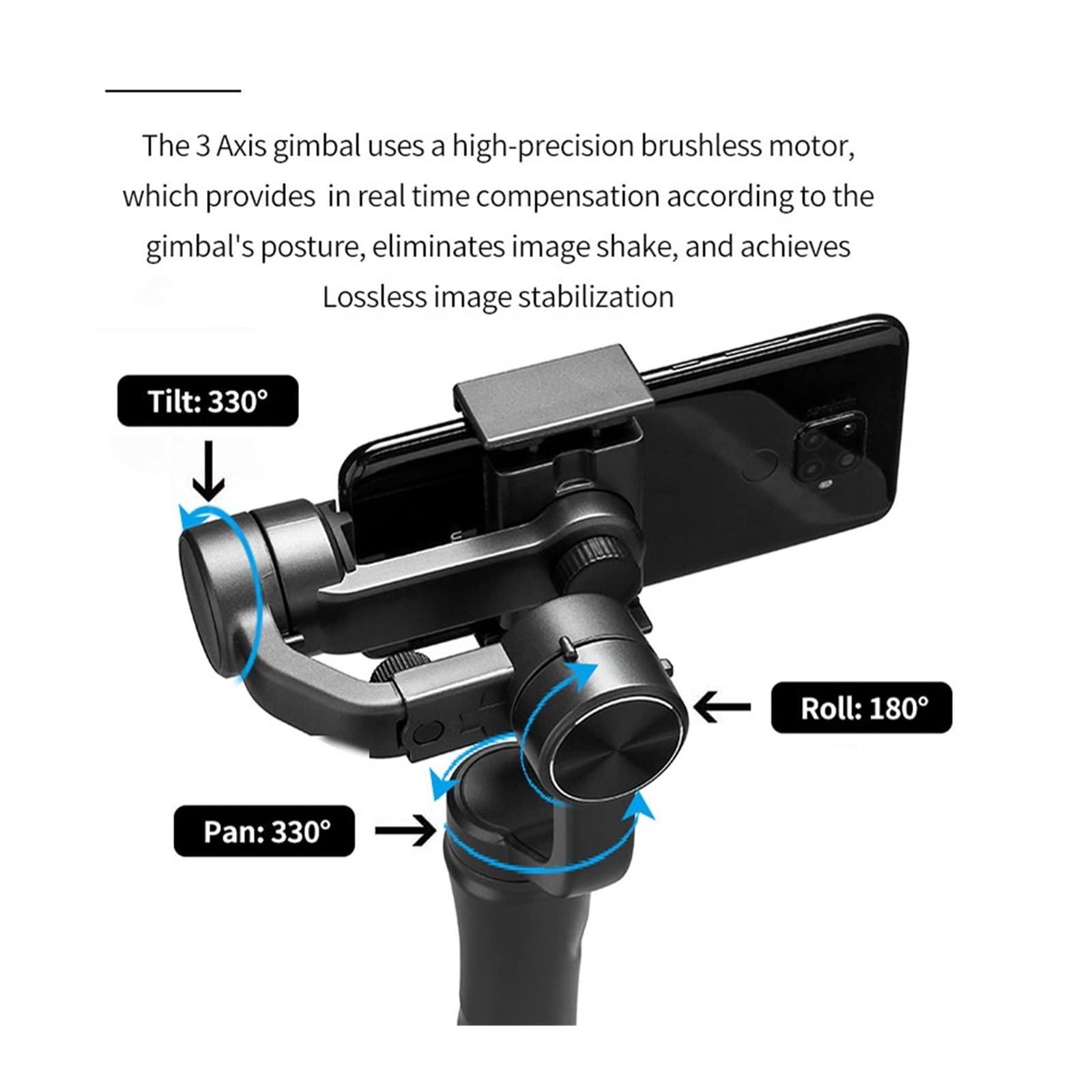 F6 3 Axis Gimbal Estabilizador de Mano Teléfono móvil Grabación Video Smartphone for cámara acción Vlog Live Transmisión en Vivo(F6 Standard)