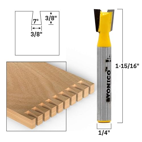 Miniatura 10 de YONICO Brocas de enrutador cola de milano 7 grados X 17/32 pulgadas 1/4 pulgadas vástago 14812q