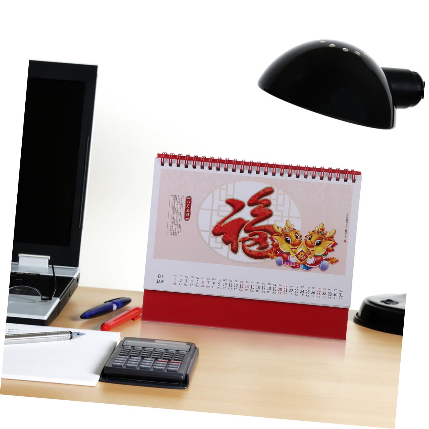 DOITOOL 5 Stück Schreibtischkalender Chinesischer Stil Monatskalender Stehend Flip Tischkalender Bürodekoration Robustes Design für Home Office