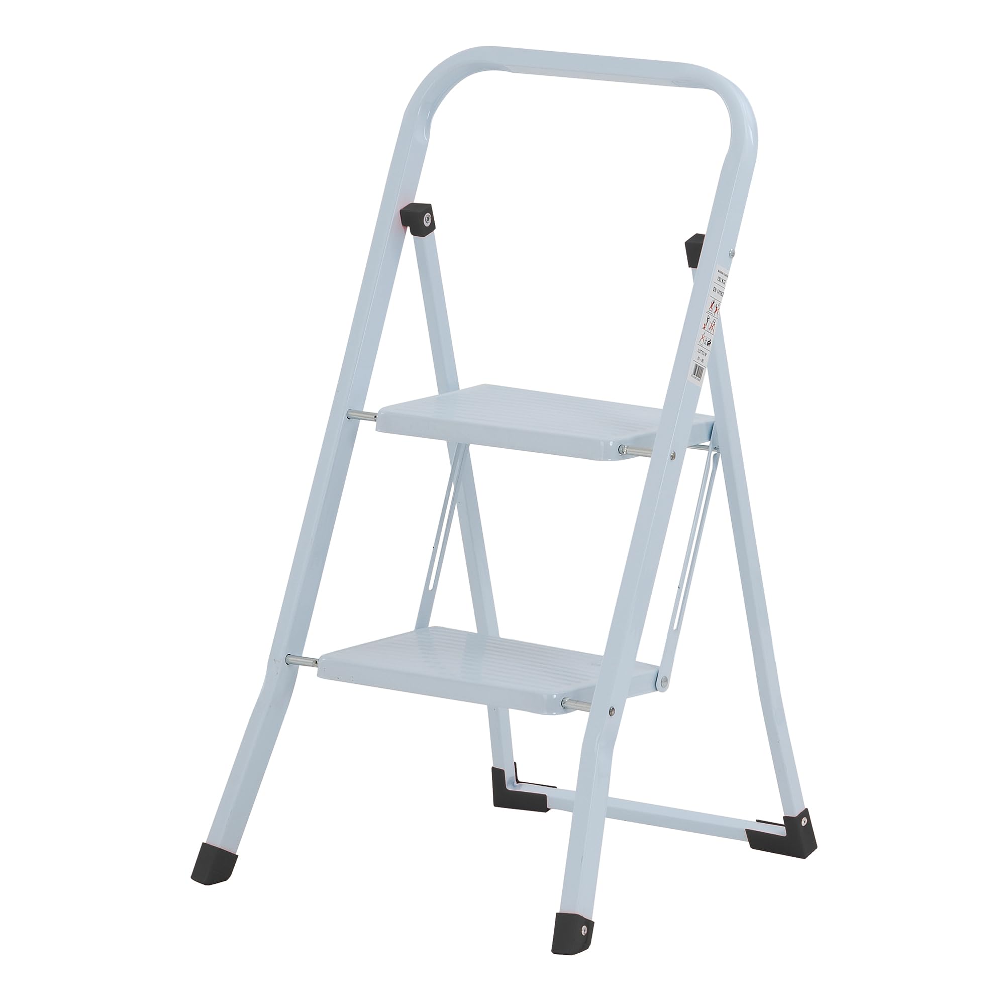 GIERRE Selecta Scaletta 2 Gradini in Acciaio 90H x 48 cm Scaletta Pieghevole Salvaspazio Ampia Superficie d'Appoggio del Gradino 20 x 30 cm Piedini Antiscivolo in Plastica