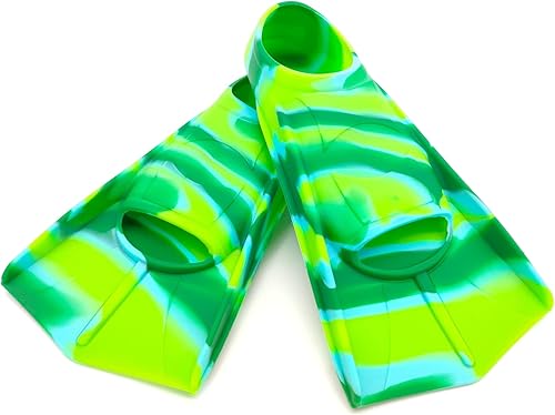 Fadgesy Aletas de entrenamiento de natación, cómodas aletas de silicona para nadar y bucear, tamaño adecuado para niños, niñas, niños y adultos