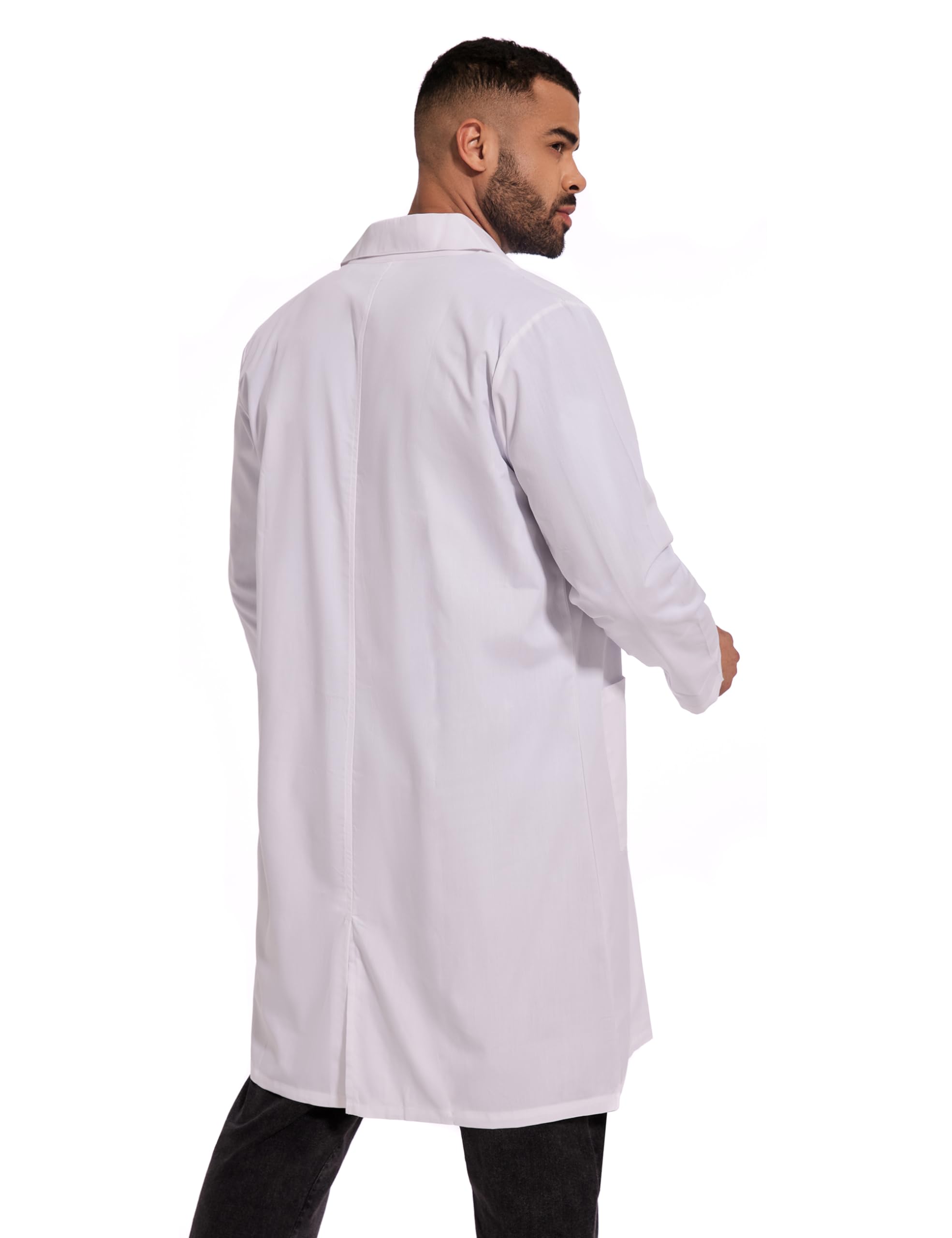 Bata Laboratorio Hombre Bata Médico Uniforme Bata Sanitaria Hombre Bata de Trabajo Blanca Ropa para Laboratorio Farmacia Maestros Artista Disfraz Médico