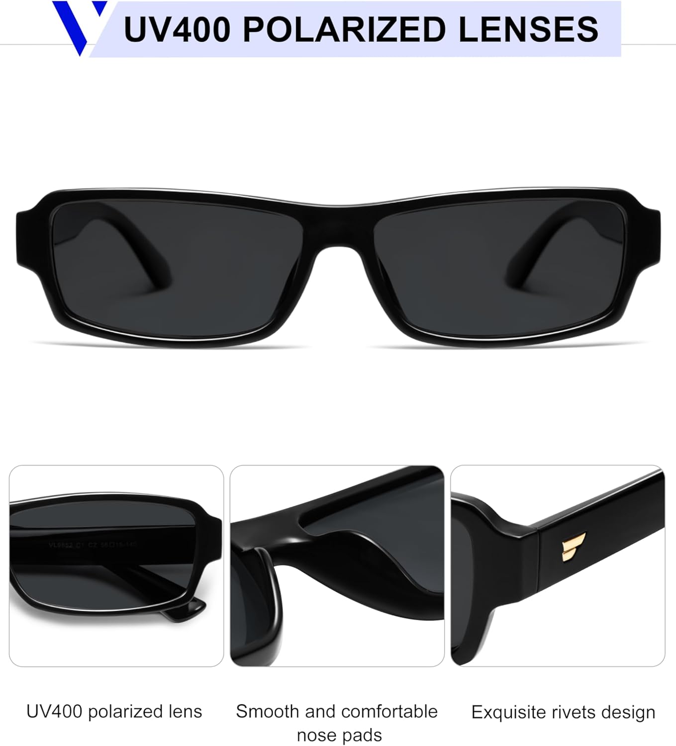 VANLINKER Retro Rectangle Polarized Sunglasses for Women Men Vintage 90s Small Trendy 2025 Sunnies VL9852 - Image 4