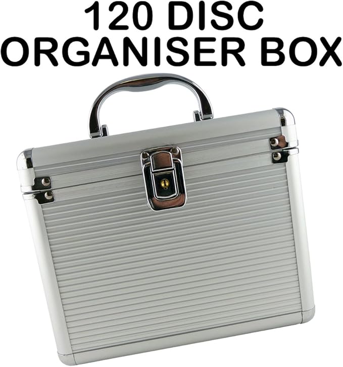 BRAND NEW - 120 CD/DVD DISC ORGANISER STORAGE BOX - METAL CARRY CASE ...