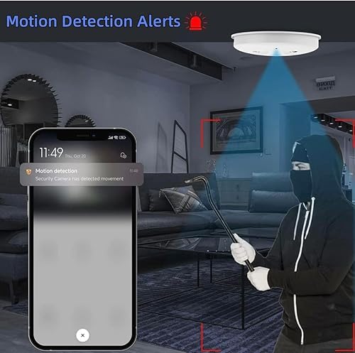 Miniatura 4 de Cámara de seguridad, detector de humo, cámara oculta 1080P WiFi Cámara interior con visión nocturna, detección de movimiento en tiempo real para