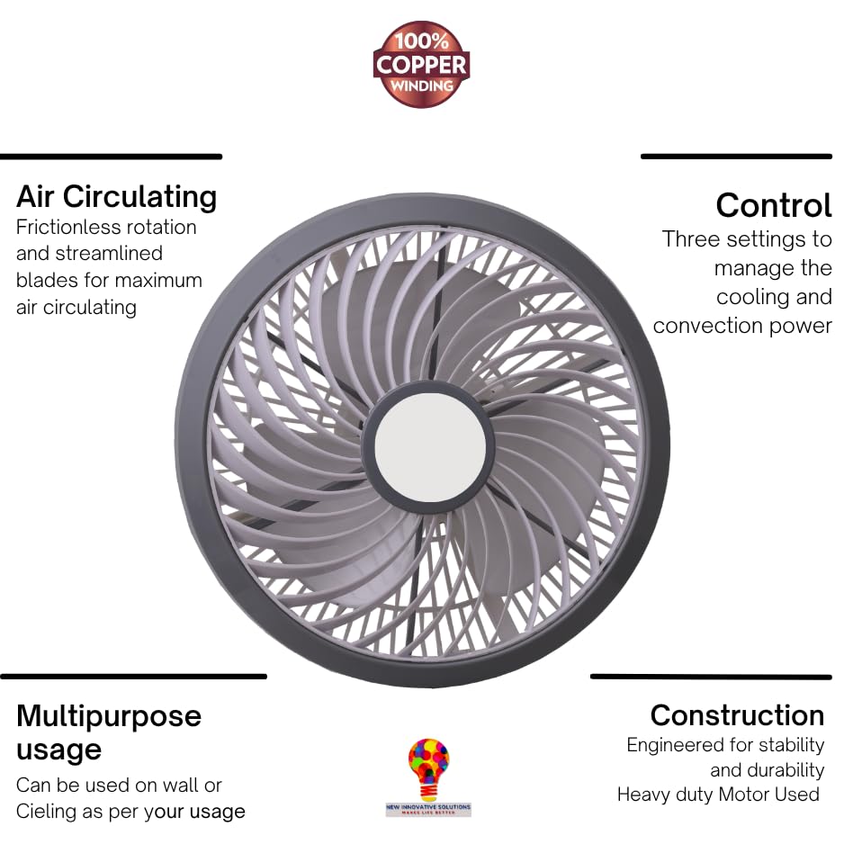 Image of STARVIN Wall Mounted Fan High Speed Wall Fan for Home & Kitchen Compact Size,Adjustable Tilt,Low Noise Small Wall Fan for Office, Shop & Utility Area - EVTS (roto cabin, 12 Inch)