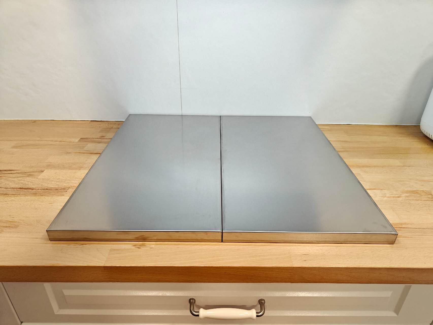 Cubre Vitroceramica en Acero Inoxidable (NO GAS), Vitrocerámica, Juego de 2 piezas Tapa cocina induccion, Protector de Encimera, 57x60x2,5 cm