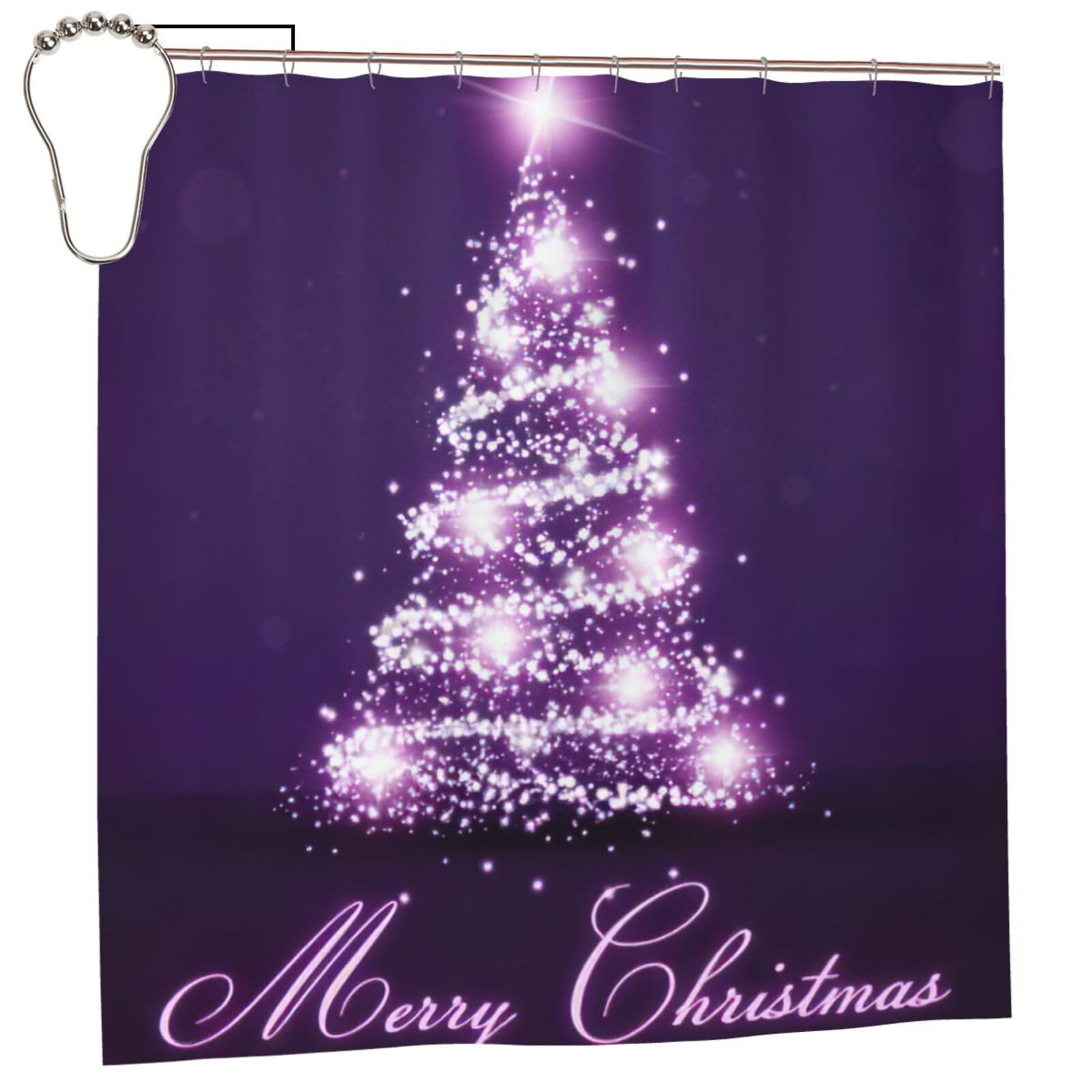 Rideau de douche arbre de Noël violet 183x183 cm en polyester
