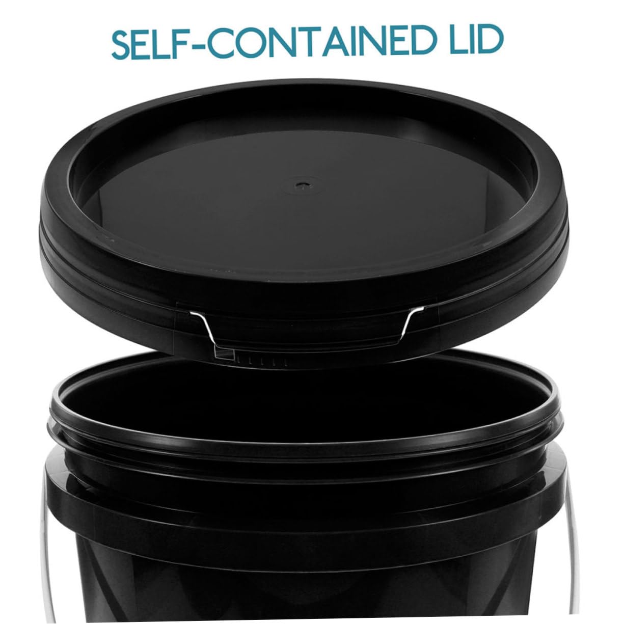 Cubo de Plástico Negro con Tapa Hermética y Asa Ergonómica 10l | Reutilizable para Uso DIY y Profesional, Prevención de Derrames, Contenedor Plástico para Pintura