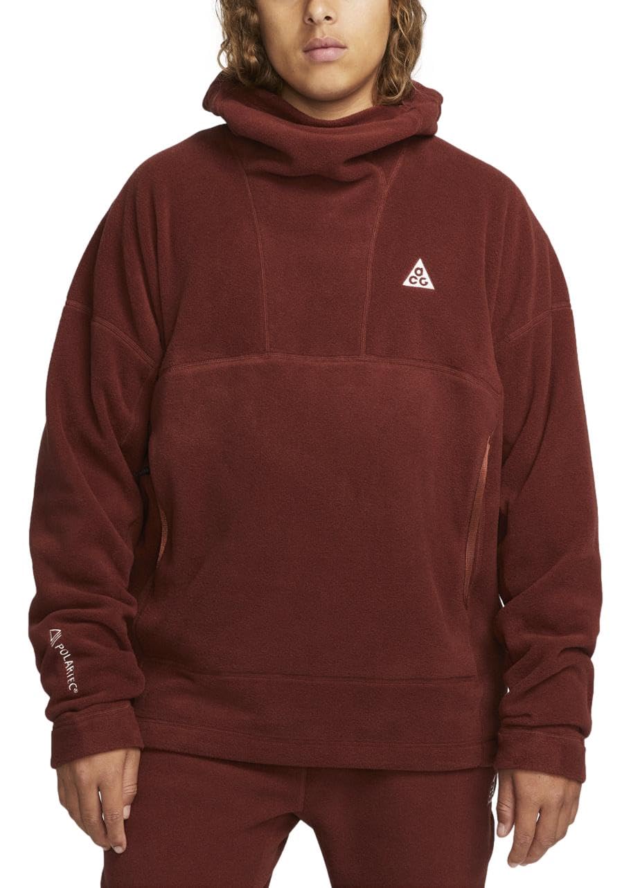 Nike ACG Therma-Fit 'Wolf Tree' Pullover Fleece Hoodie Sweatshirt (US, Alpha, Small, Regular, Regular, Oxen Brown/Summit White/Black)