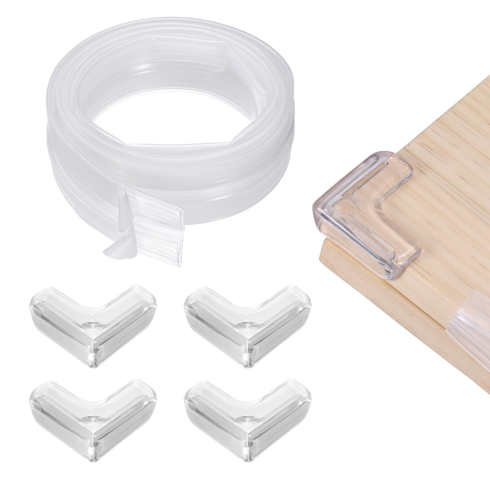 Protection d'angle transparent 2m x 7cm avec 4 coins de protection de meuble