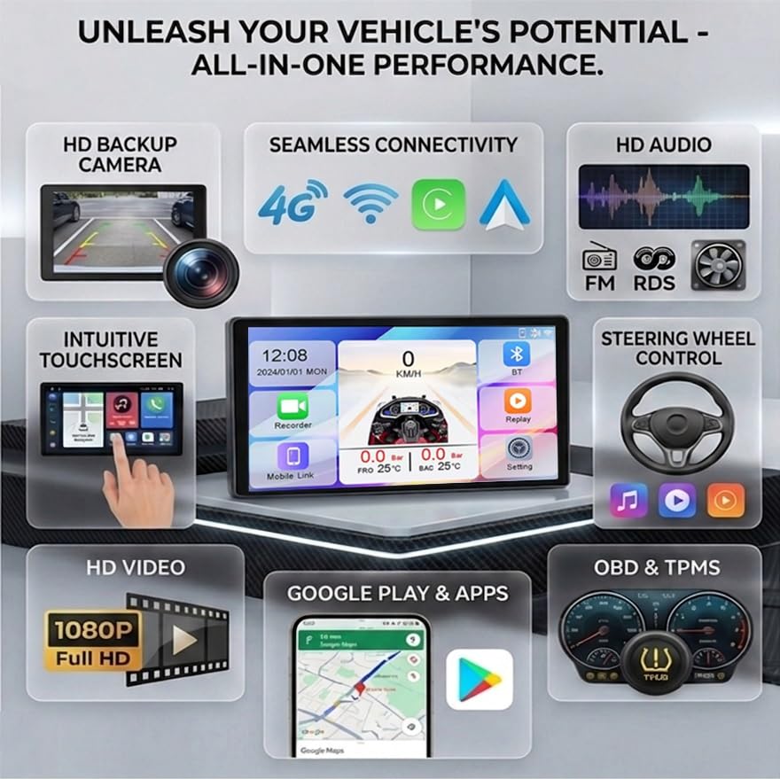 Radio Android 16 do C-HR 2018, Ekran Dotykowy 9", Bezprzewodowy CarPlay, Android Auto, GPS, Bluetooth, WiFi(HM606 8 Core 4G+Wifi 2+32GB)
