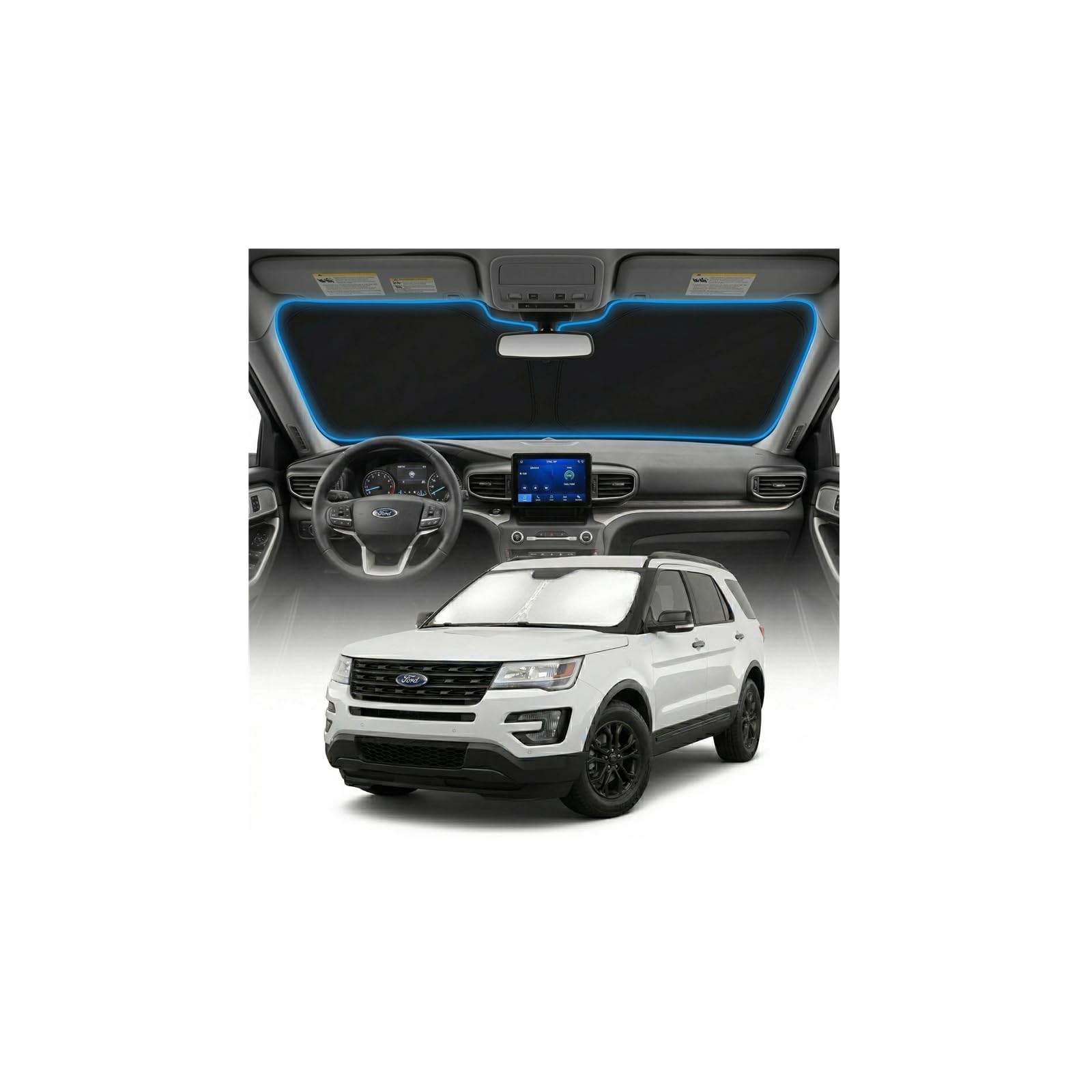 for Ford Bronco Sun Shade Windshield Cover - Custom Fit Bronco Accessories 2021-2024 2025 Sunshade Foldable UV Protection & Heat Shield Sun Visor Accessories — view 129