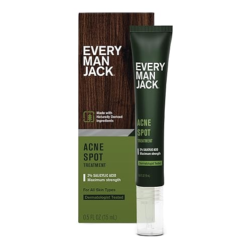 Every Man Jack Tratamiento de manchas para el acné  Crema limpiadora de piel de máxima fuerza con 2% de ácido salicílico, carbón activado,