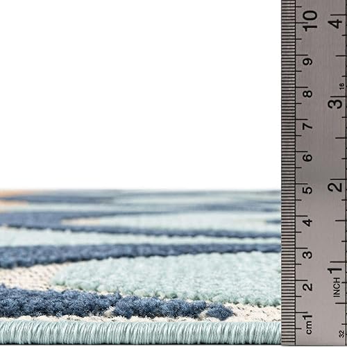 Miniatura 4 de Unique Loom Belize Outdoor Collection - Alfombra rectangular de 2 x 3 pies 1 pulgada, color azul y naranja