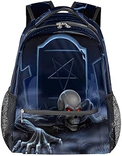Mochila escolar durável para faculdade, estampa de esqueleto de cemitério resistente à água, mochila casual para mulheres e homens, mochila para laptop campus para viagens, negócios, caminhadas, Multicor, Large