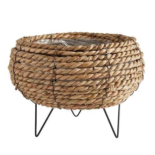 47Th & Main Woven Seagrass Basket Lined Indoor Footed Planter Pot, 4.5" Dia X 6" W X 7.3" H, Natural Rope #TOP27