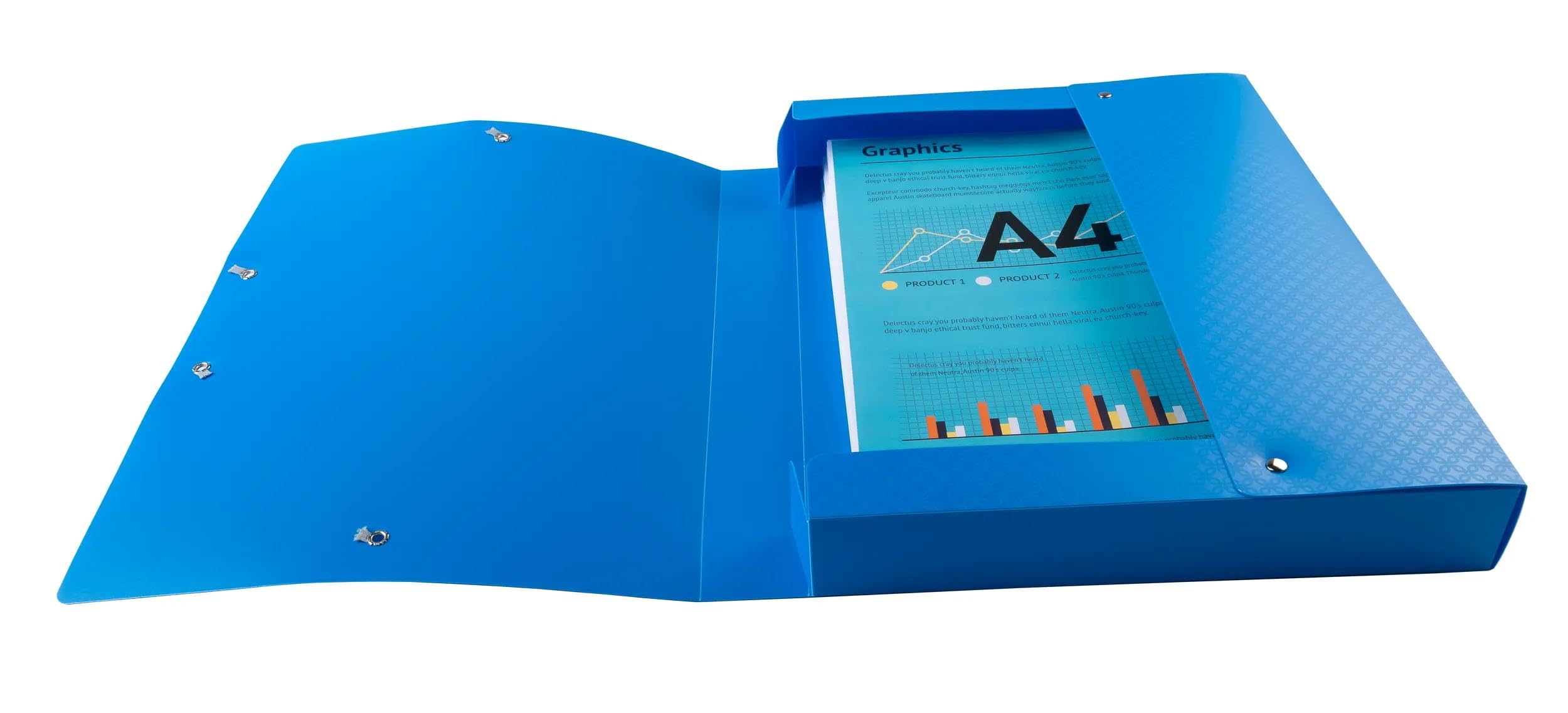 Exacompta - Rif. 59190E - 8 scatole di archiviazione con elastici Forever Young - in polipropilene riciclato - dorso 4 cm - dimensioni 25 x 33 cm - per formato A4 - consegnate montate