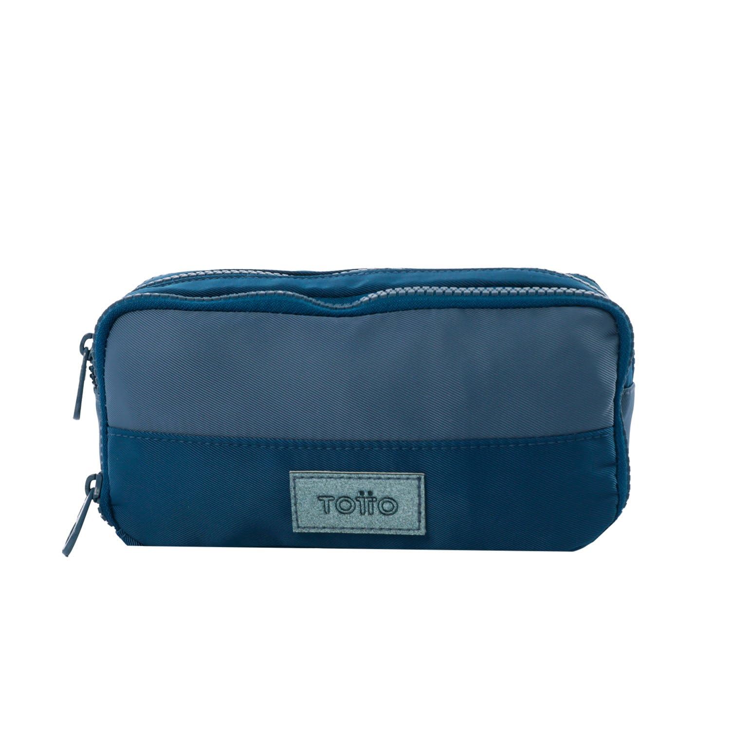 TOTTO - Estuche Escolar Dos Compartimentos, Modelo Cluw, Estuche Grande, Dimensiones 20 x 10 x 8 cm, Estuche con Cremallera, Bolsillo Delantero, Compacto y Resistente, Color Azul Oscuro