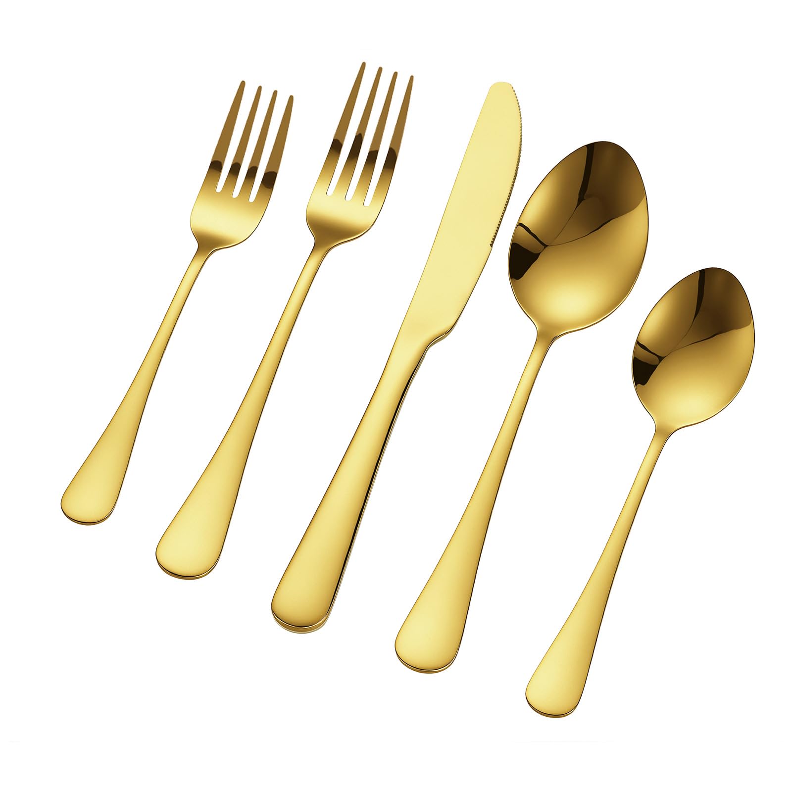 VEVOR 100-tlg. Besteckset in Gold, Essbesteck aus lebensmittelechtem Edelstahl für 20 Personen, mit Hochglanzoberfläche, spülmaschinenfestes Essgeschirr, inklusive Messer Gabel Löffel