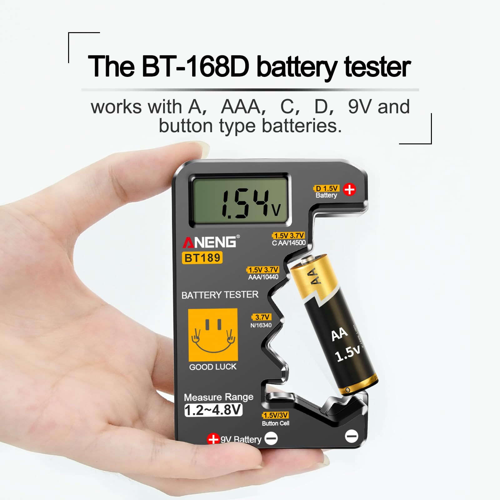 ANENG 681 Digitalmultimeter TRMS 6000 Counts, wiederaufladbar, Autorange, NCV, AC/DC, Widerstand, Kapazität und BT189 Batterietester für AA AAA C D 9V und Knopfzellen 2-in-1 Prüfset