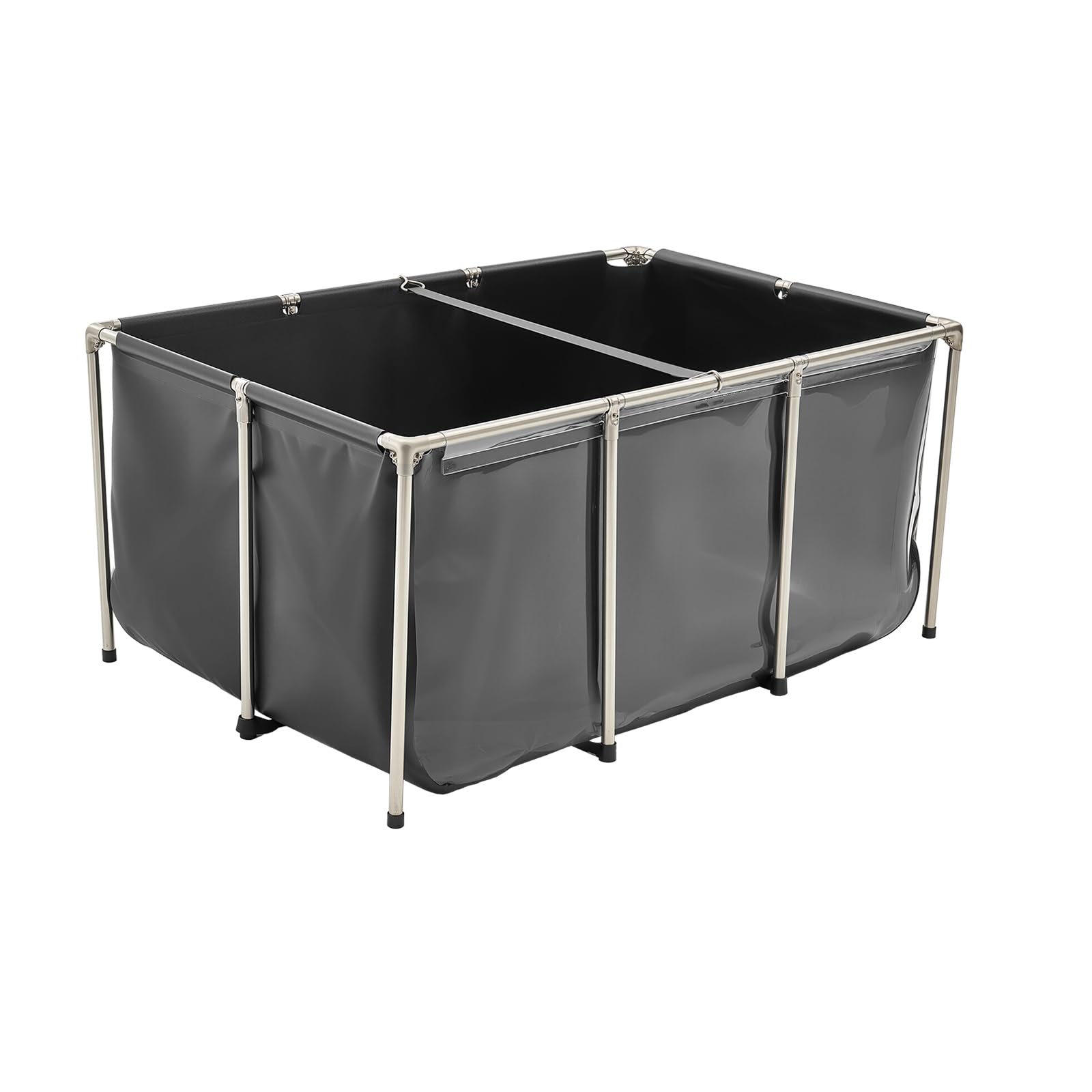 VEVOR Estanque de Lona sobre Suelo 1023,3 L de PVC con Panel de Visualización Transparente Tanque Rectangular 150x100x70 cm para Peces Dorados con Marco de Acero Inoxidable Válvula de Drenaje, Negro