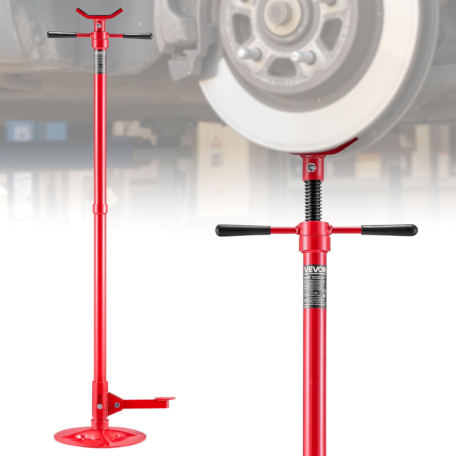 VEVOR Supporto da Fossa e Sottoponte Carico max. 0,75 Tonnellate, Asta di Supporto da Fossa Altezza Regolabile 132-203,2 cm, Maniglia Girevole, Riparazioni Manutenzione Stabilizzazione Officina Garage