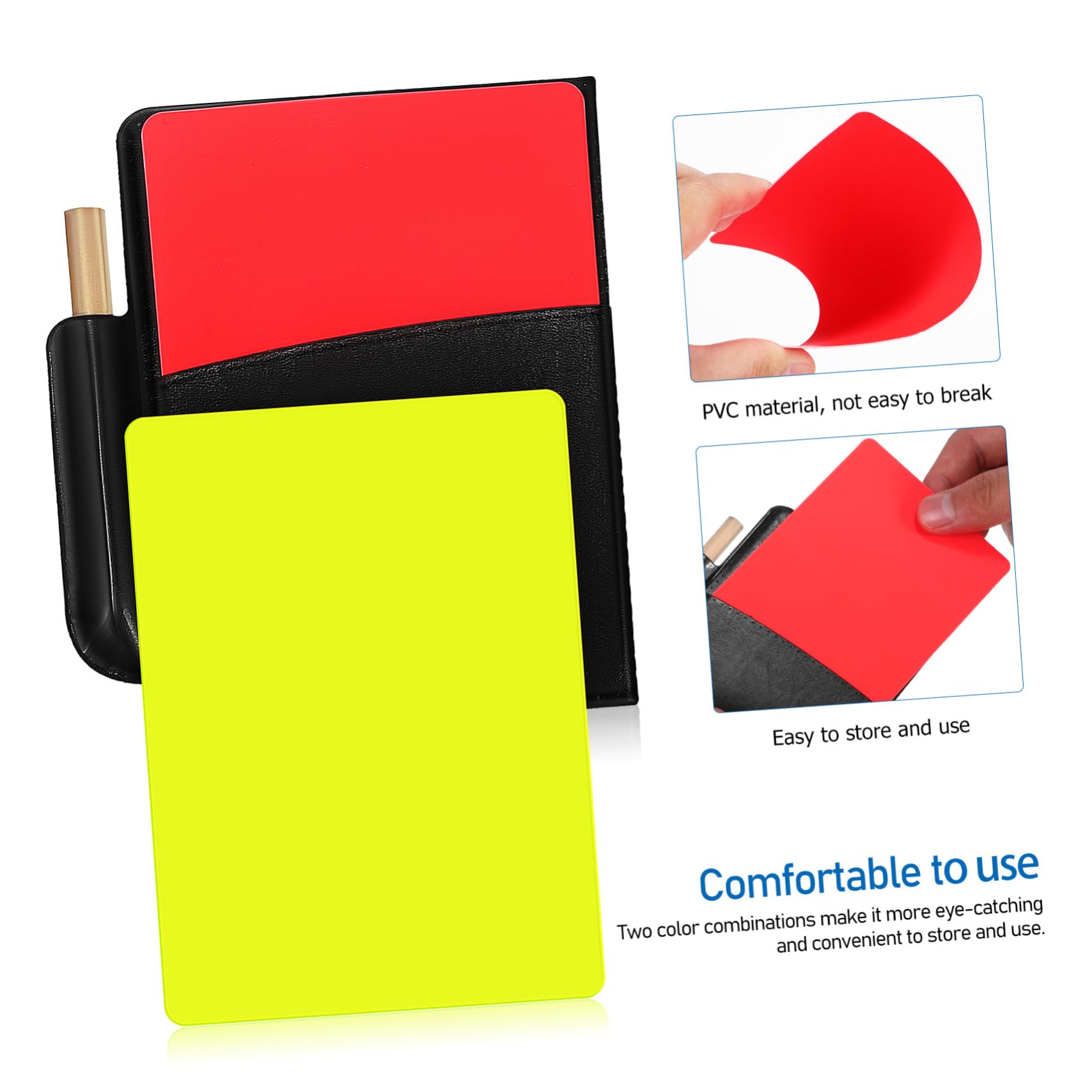 SUPVOX Deportes Tarjeta del árbitro Pegatina Multi Verter Tarjetas de árbitro para fútbol Kit de árbitro estándar Equipo de árbitro Deportivo Tarjeta y Amarilla PVC