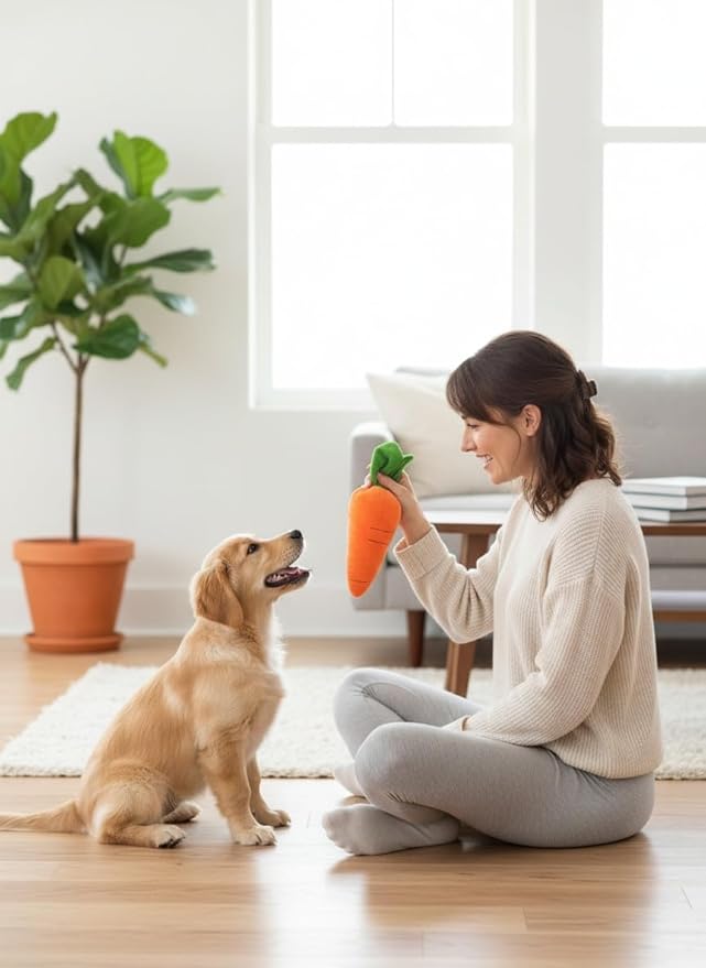 Juguete de peluche para perros pequeños forma de zanahoria miniatura 5