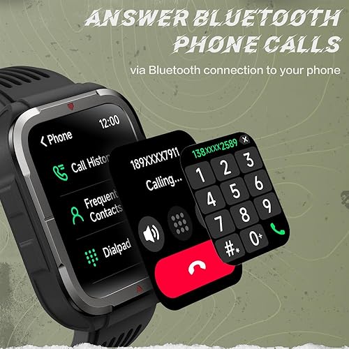 Miniatura 3 de Smart Watch for Men with Bluetooth Call, Alexa Built-in1.8'' Rugged Military Smartwatch, 100+ Workouts SpO2 Heart Rate Monitor Sleep Step Counter