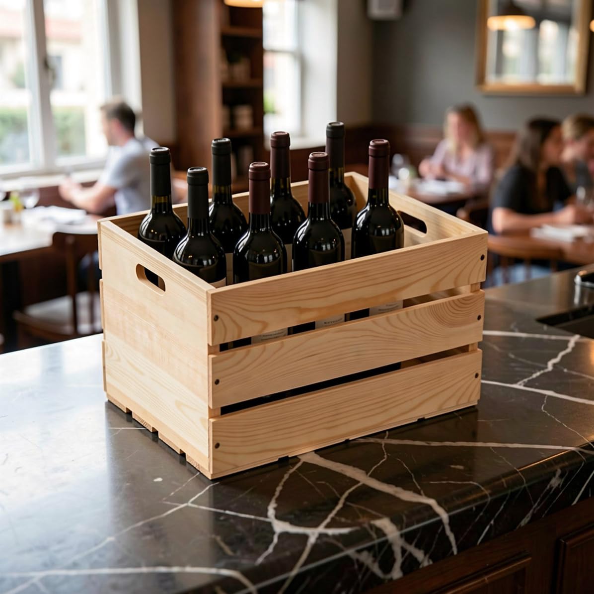 LABRIMP Coffret à Vin en Bois 13x17x9 Pouces Poignées Rustiques