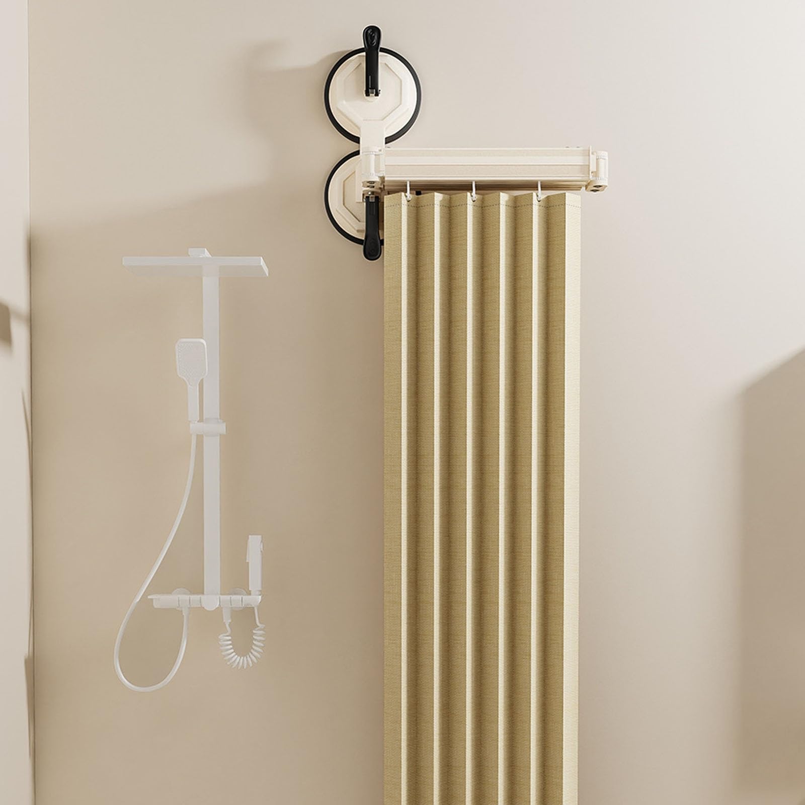 Barre de douche pliable à ventouses pour cabine d'essayage et magasin