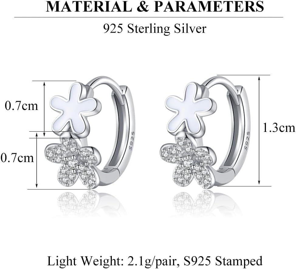 SLUYNZ Solid 925 Sterling Silver CZ Flower Hoop Earrings for Women Teens Double Flower Hoop Earrings Huggie - Image 6