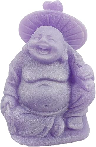 Miniatura 2 de usamjtable Feng Shui - Juego de 6 figuras de Buda moradas de 3 pulgadas, color marfil, con cara feliz que brilla en la oscuridad, estatua de cristal