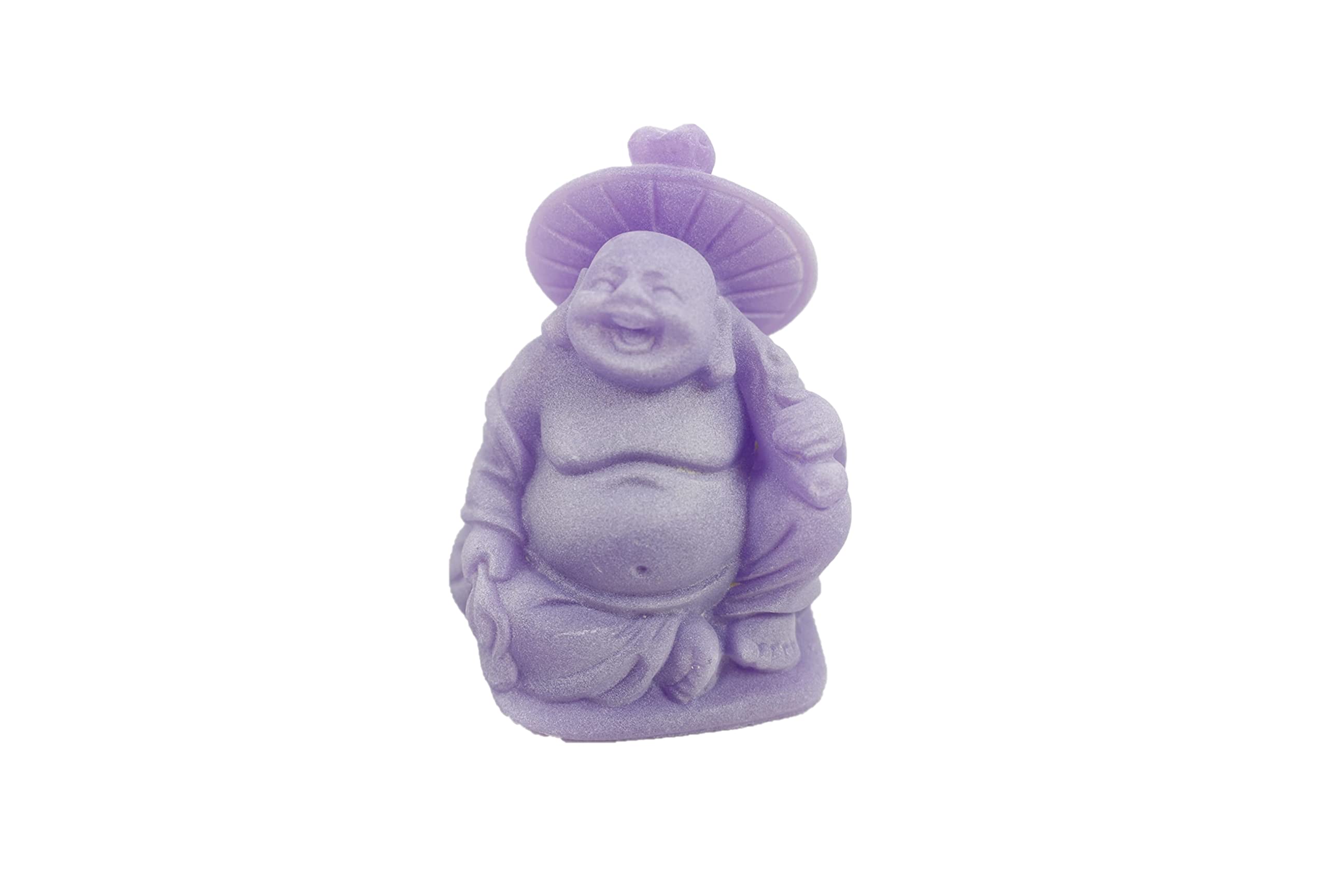Feng Shui - Juego de 6 figuras de Buda morada de 3 pulgadas, color marfil, cara feliz que brilla en la oscuridad, estatua de cristal verde, piedra preciosa tallada riqueza y buena suerte