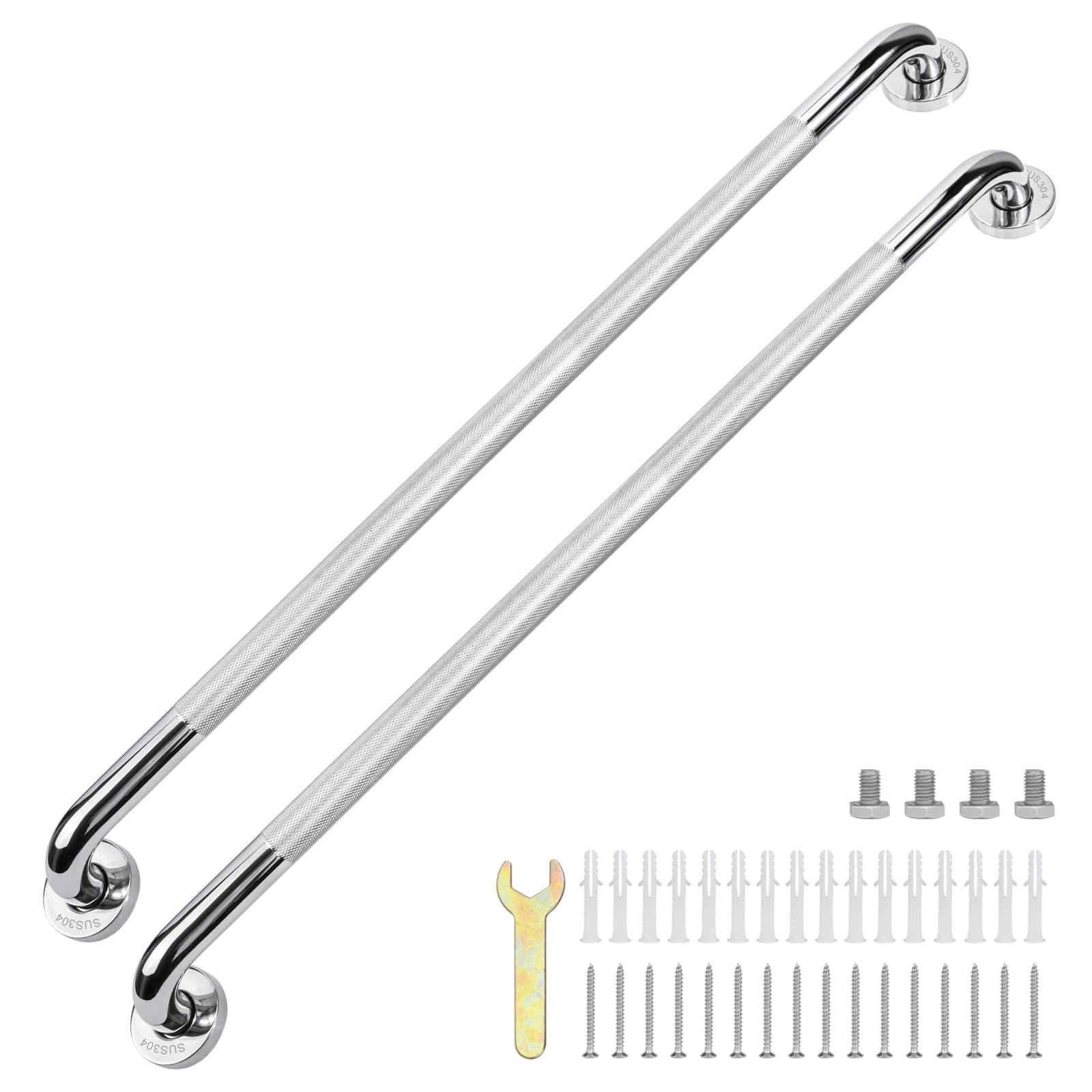 sunzone 2 maniglie per bagno, 81,3 cm, antiscivolo, in acciaio inox SUS 304 cromato, per bagno, doccia, corrimano di sicurezza, per anziani e persone anziane