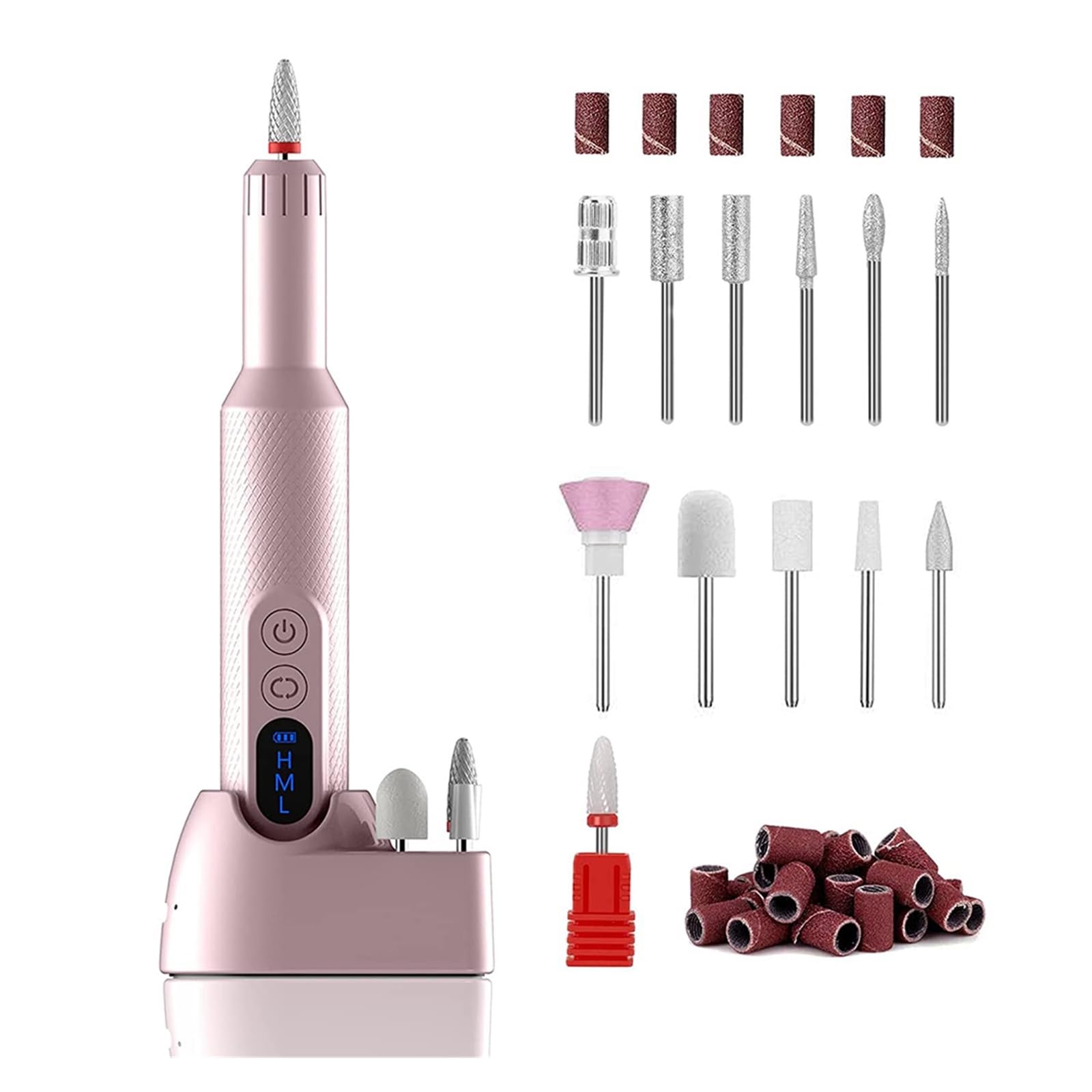 Lima Unghie Elettrico, Trapano for unghie elettrico senza fili, set di lime for elettriche portatili for in gel acrilico, kit for manicure e pedicure con punte for trapano for(Pink)