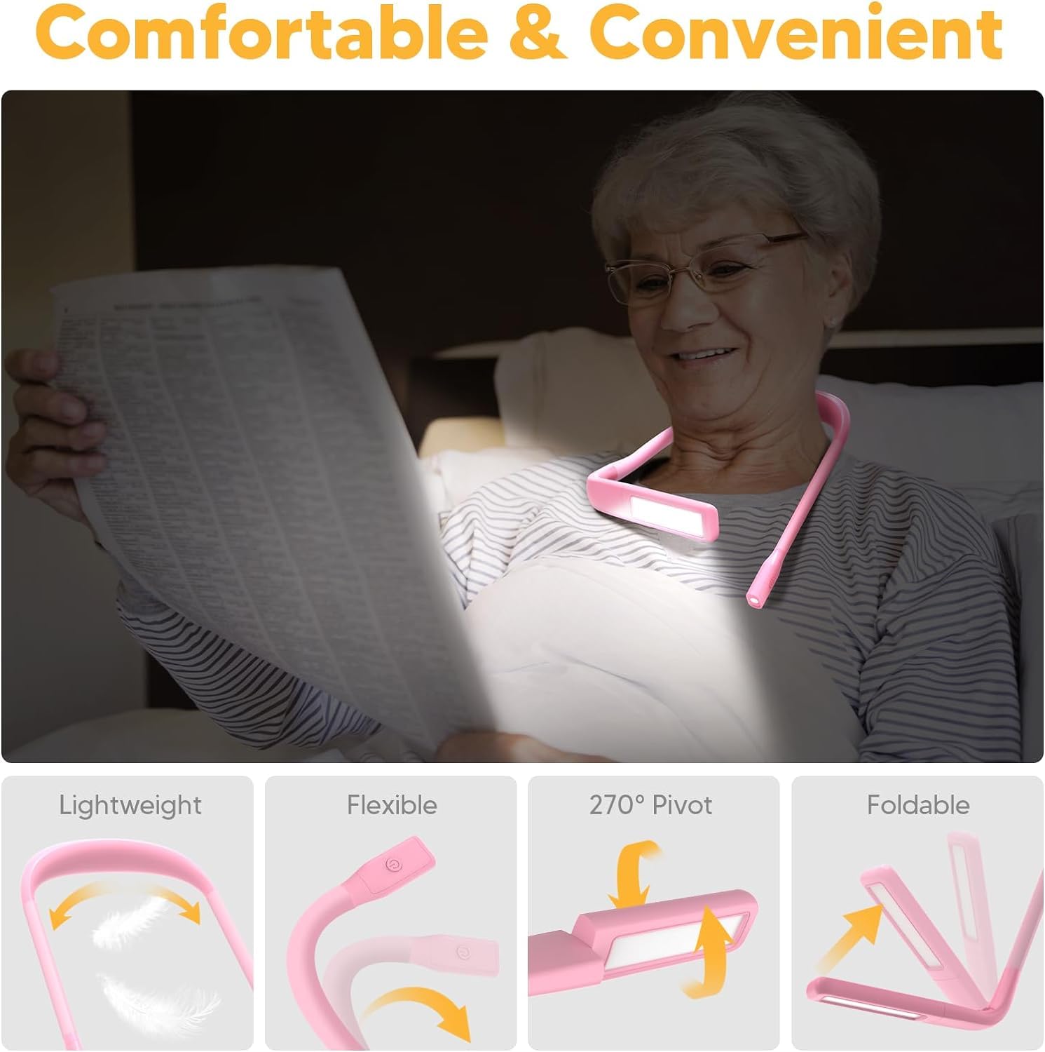Neck Reading Light for Books in Bed: Valentine's Day Gifts for Her Book Light Knitting Gifts for Mum Her Teenage Girls Neck Light for Crafting Neck Torch Book Lover Gifts Graduation Gifts for Her - Image 4
